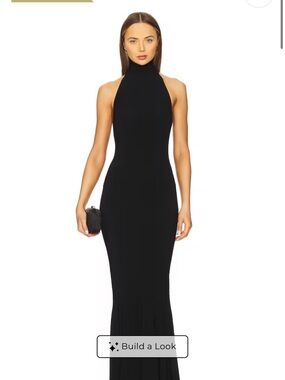 Norma Kamali Black Draped Halter Midi Dress